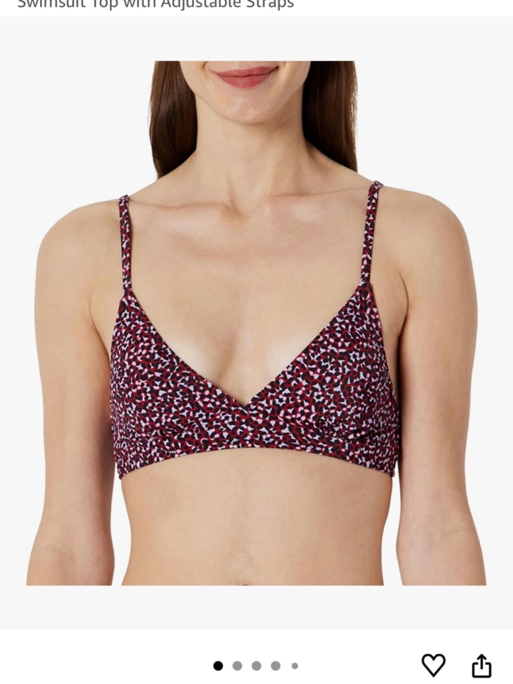 Amazon Essentials Maroon Printed Triangle Swim Top with Adjustable Straps